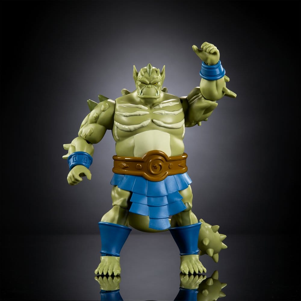 Masters of the Universe Origins Whiplash figure with one fist raised, front view