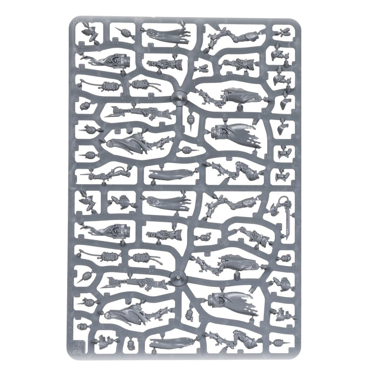 Mechanicum Skitarii Battle-Pilgrym Corpus unpainted plastic sprue, frame 1 of 2