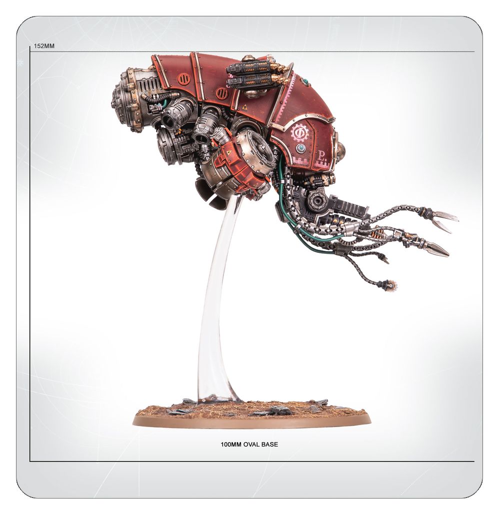Painted Vultarax Stratos-Automata side view on its flight stem and oval base