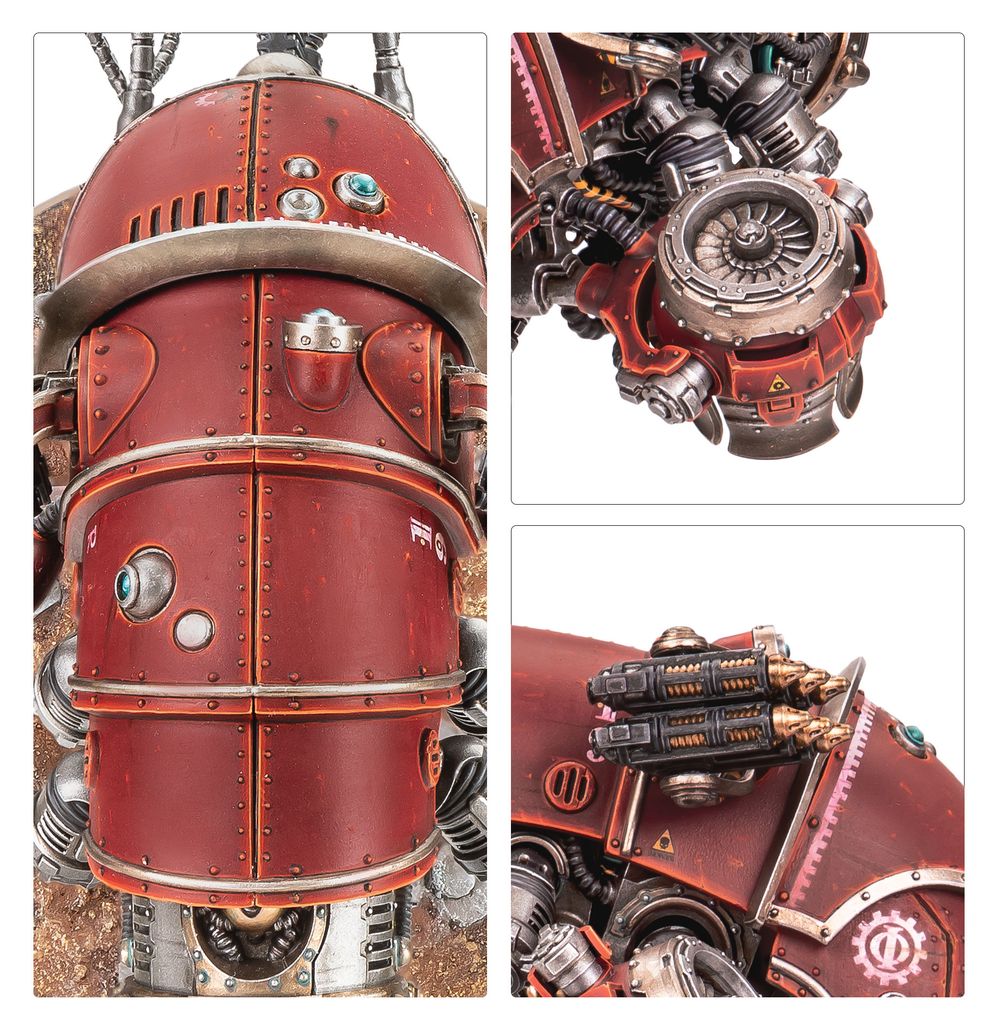 Close-up panels of the Vultarax red armoured hull, turbine and rear exhausts