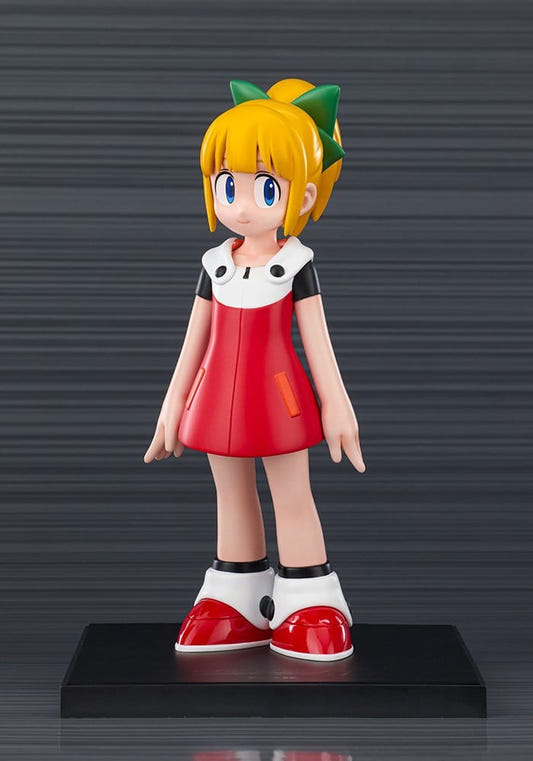 Kotobukiya Oshi Works Roll figure from Mega Man 11 in red dress, front view on black base