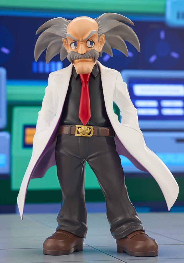 Front view of the Kotobukiya Dr. Wily figure with his lab coat flaring behind him