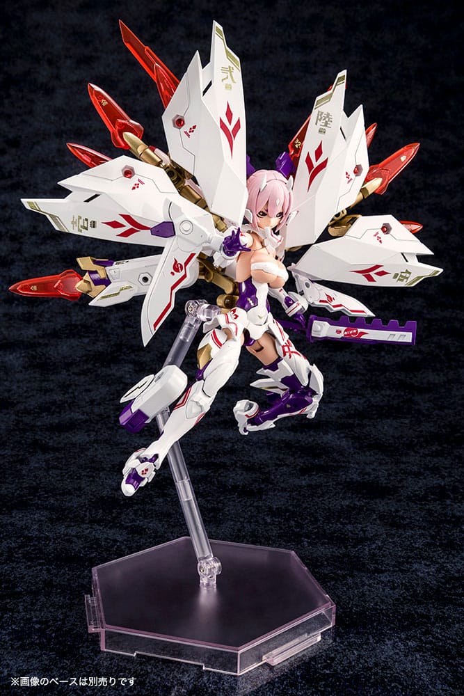 Megami Device Asra Nine-Tails with white armour plates spread like nine tails on stand