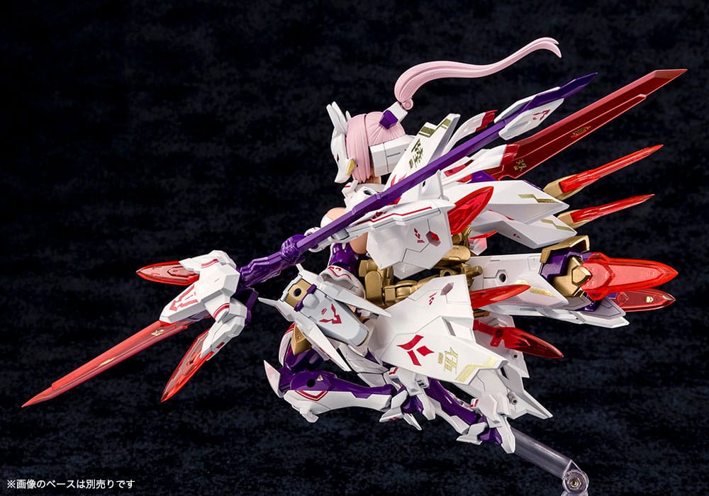 Asra Nine-Tails Megami Device kit in low dashing pose thrusting a purple spear