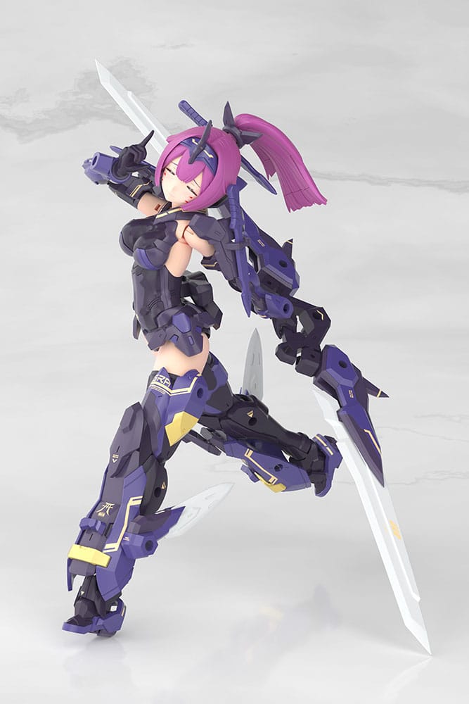 Megami Device ASRA Archer Kizuna Shadow Edition render leaping with blades, side view