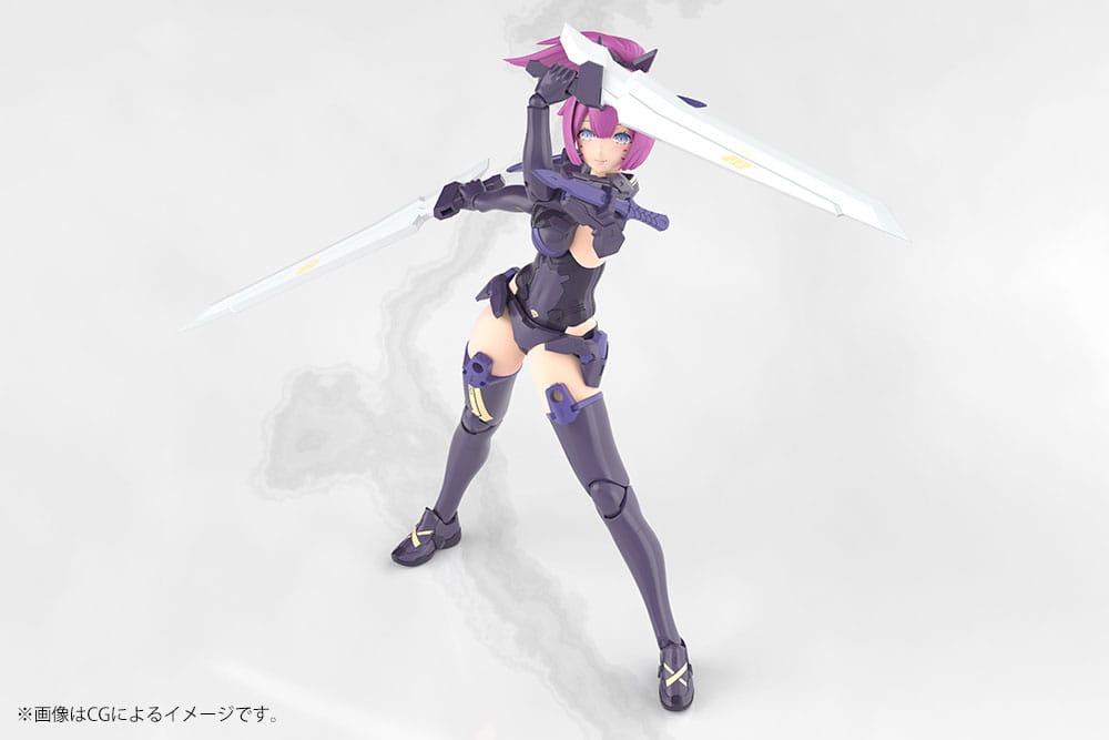 Megami Device ASRA Archer Kizuna Shadow Edition render holding twin blades overhead
