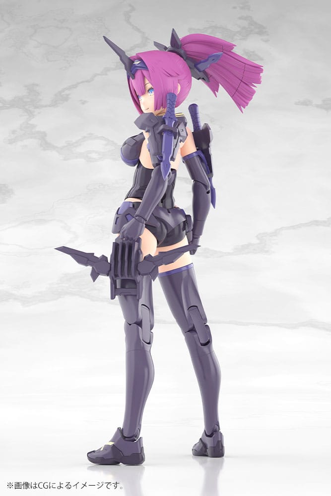 Megami Device ASRA Archer Kizuna Shadow Edition unarmed mode render, rear three-quarter view