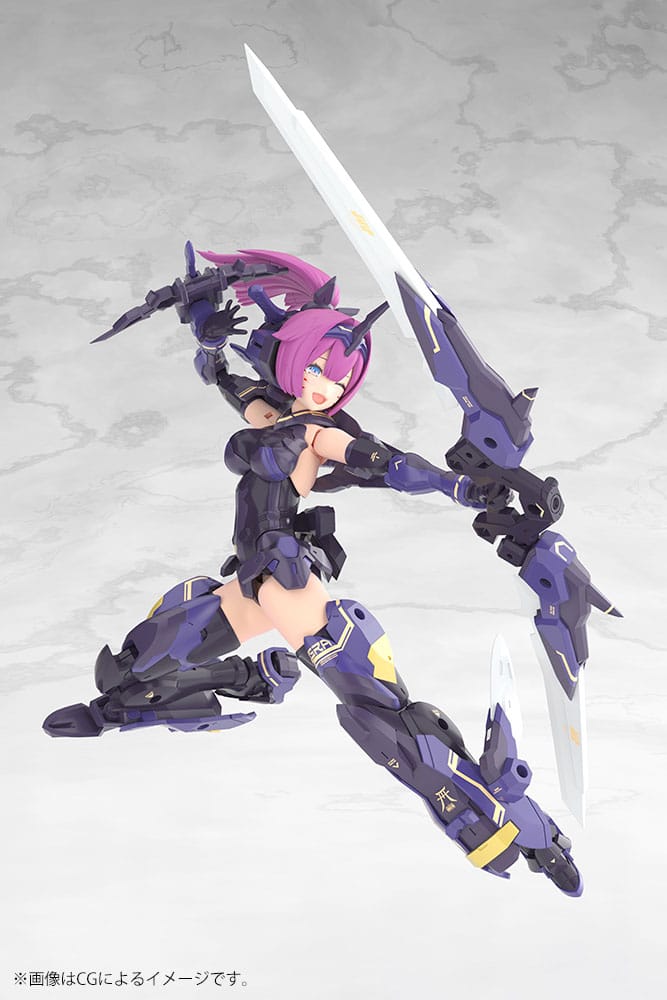Megami Device ASRA Archer Kizuna Shadow Edition render drawing her bow in a crouched pose