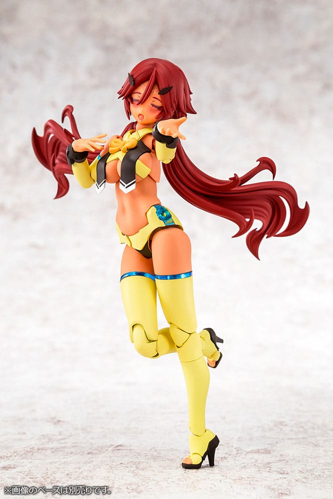 Megami Device Ame No Uzume Sunshine unarmoured dancer body posed with arms raised and smiling face