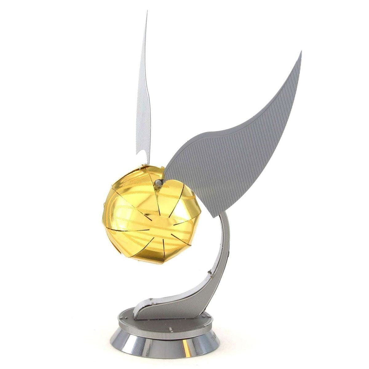 Metal Earth Harry Potter Golden Snitch model kit built, angle view 1