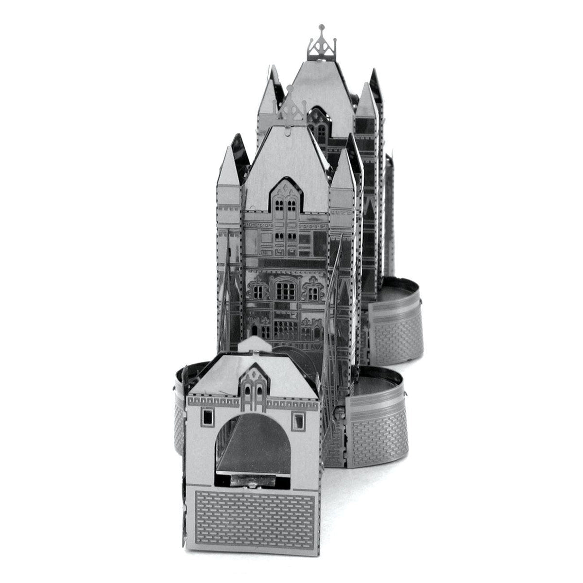 Metal Earth London Tower Bridge model kit built, angle view 1