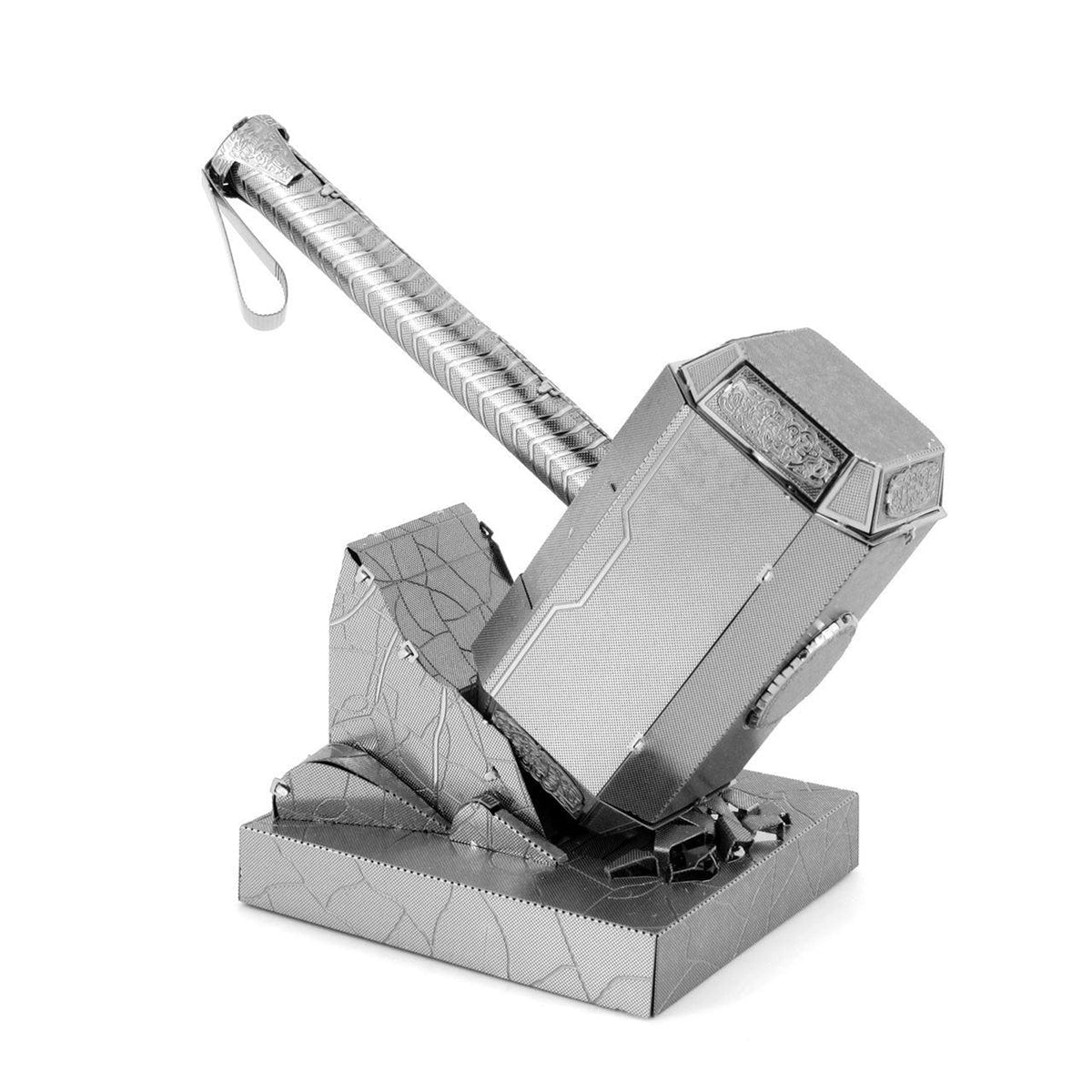 Metal Earth Marvel Mjolnir model kit built, angle view 1