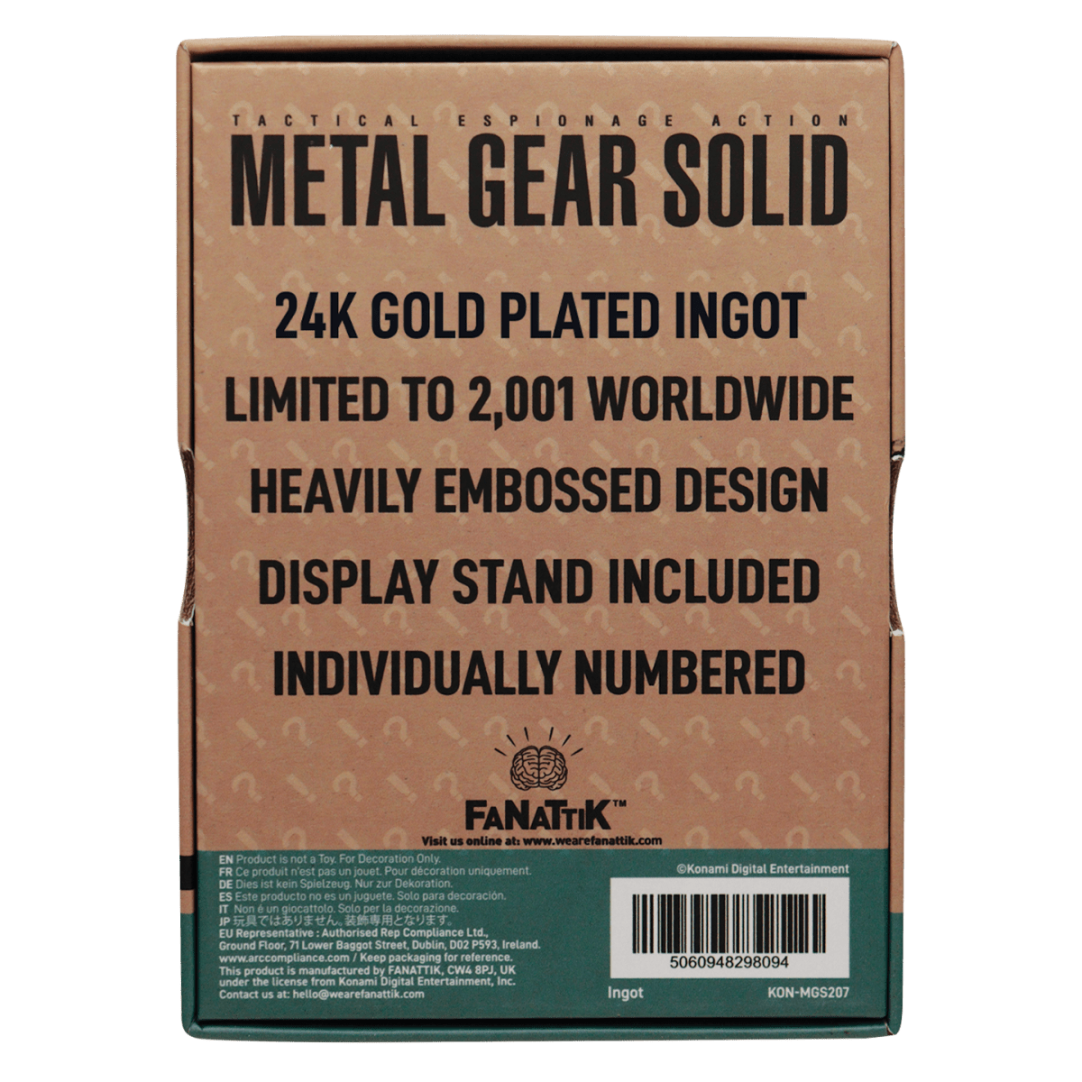 Metal Gear Solid 2 - 24k Gold Plated Snake Ingot - Loaded Dice