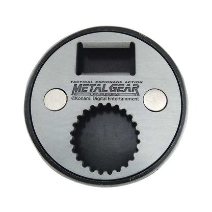 Reverse of the Metal Gear Solid Ration bottle opener showing opener and magnets