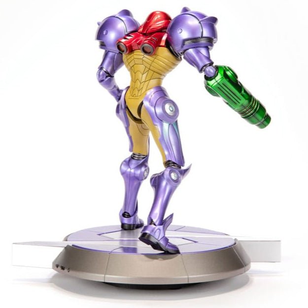 First 4 Figures Samus Gravity Suit statue, rear three-quarter view of the purple armour