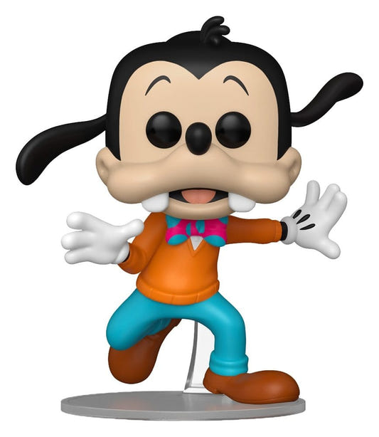 Funko POP! Goofy 1992 in orange top and teal trousers, mid-stride on a clear stand