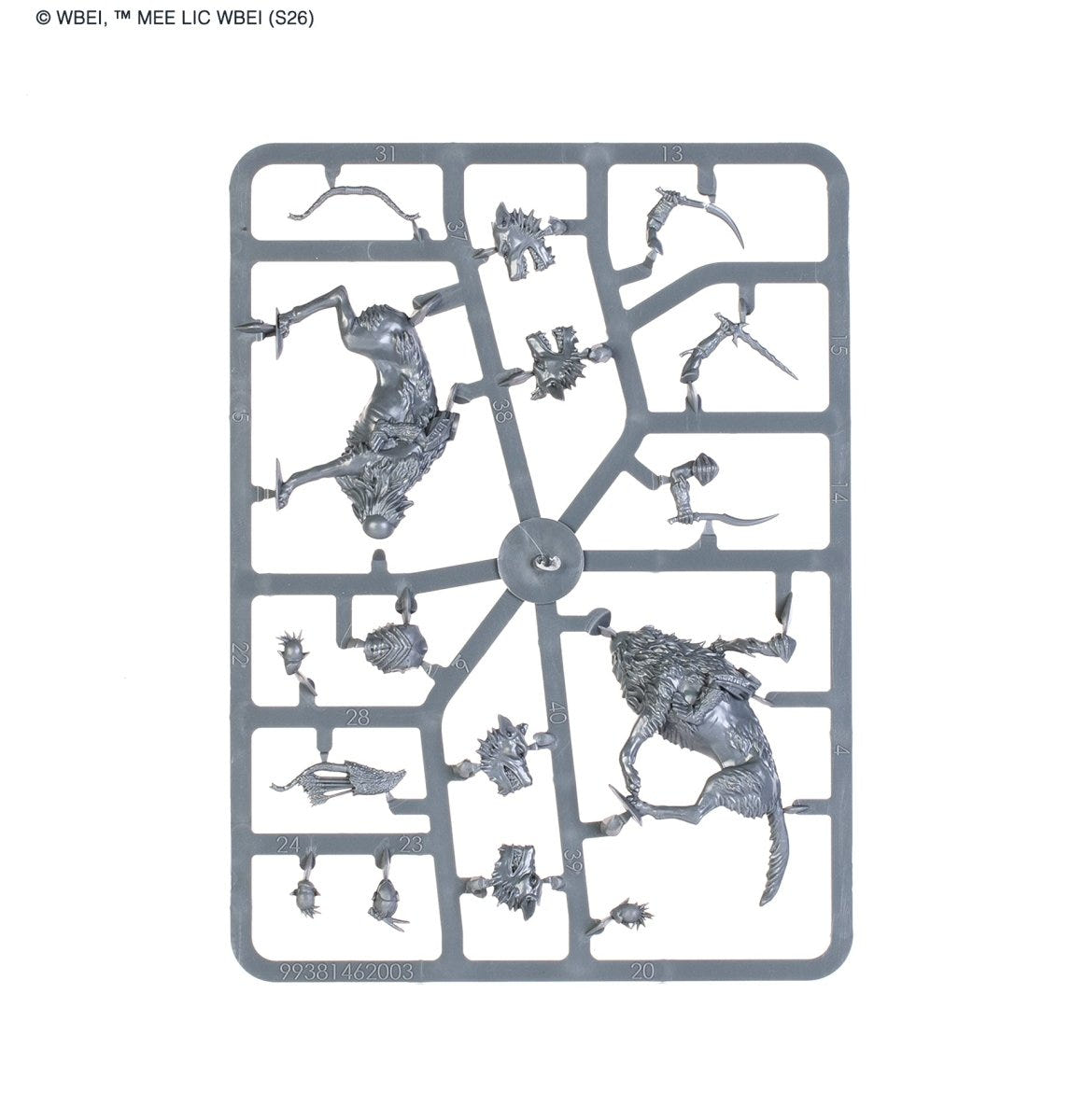 Dol Guldur Battlehost Fell Warg riders unpainted plastic sprue, frame 4 of 5