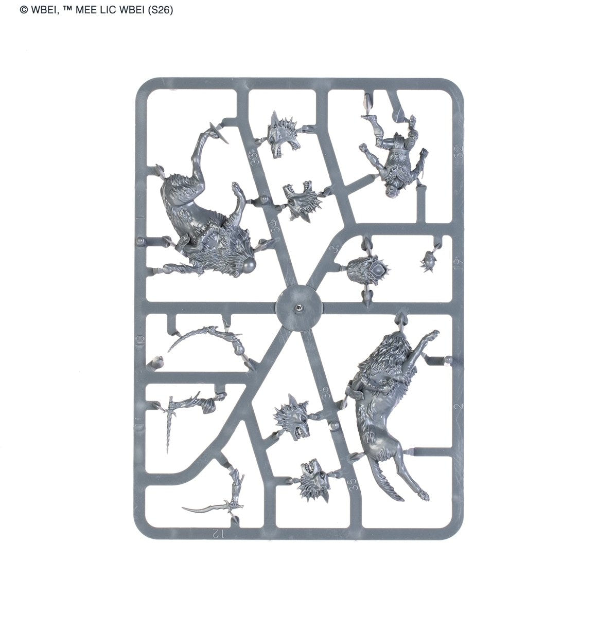 Dol Guldur Battlehost Fell Warg unpainted plastic sprue, frame 2 of 5