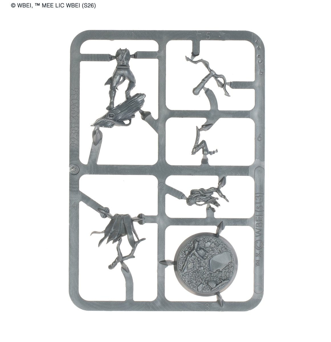 Mirkwood Battlehost character unpainted plastic sprue with scenic base, frame 3 of 4