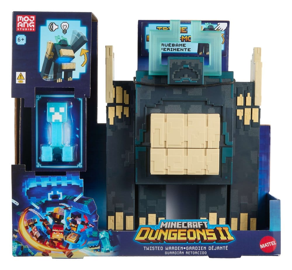 Mattel Minecraft Dungeons II Twisted Warden figure in retail packaging with companion figure