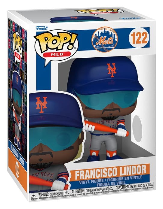 Francisco Lindor Funko POP! MLB vinyl figure in its New York Mets window box, number 122