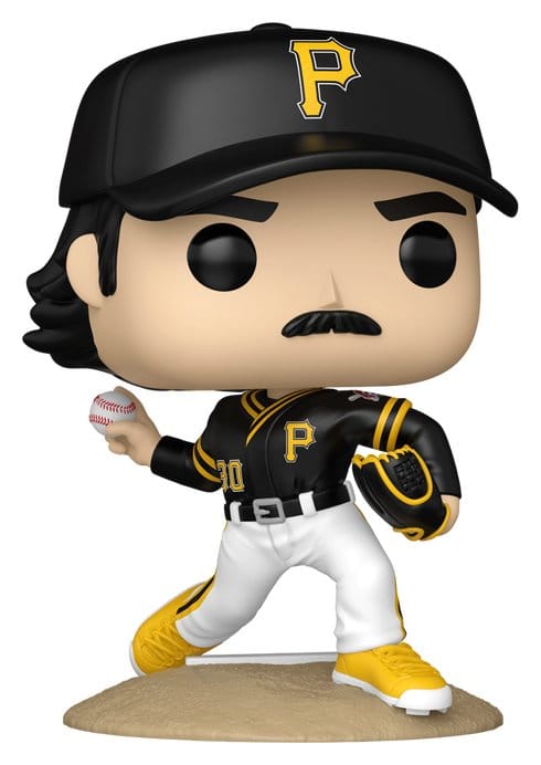 Funko POP! MLB Paul Skenes in black Pittsburgh Pirates uniform pitching a baseball