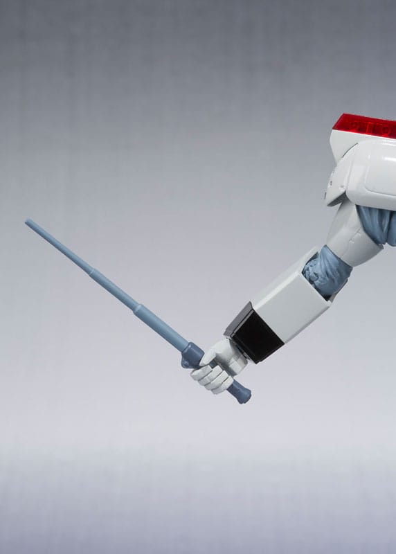 Close-up of the Patlabor Ingram 1st figure's hand gripping the extended stun stick