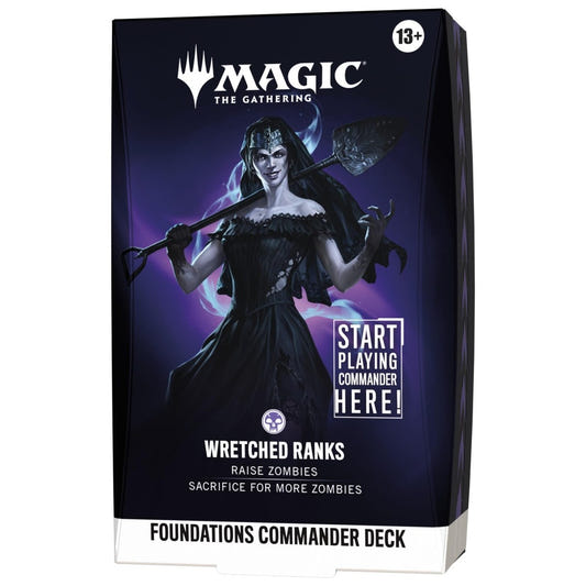 Card game box for 'Magic: The Gathering' with a character holding a spear on a dark background