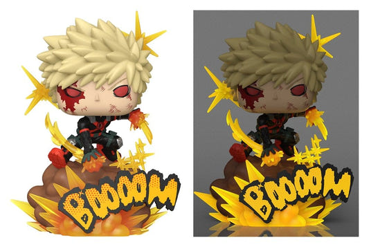 Funko Pop! Deluxe Bakugo glow in the dark figure from My Hero Academia on a Boom explosion base, case of six