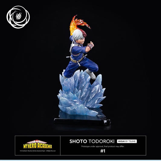 Tsume IKIGAI 1/6 Shoto Todoroki statue from My Hero Academia with fire and ice effects
