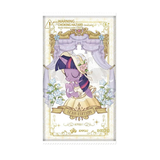Card with an illustration of a character in a decorative frame on a white background