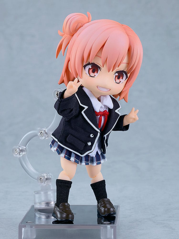 Yui Yuigahama Nendoroid Doll on the stand in a cheerful mid-step pose