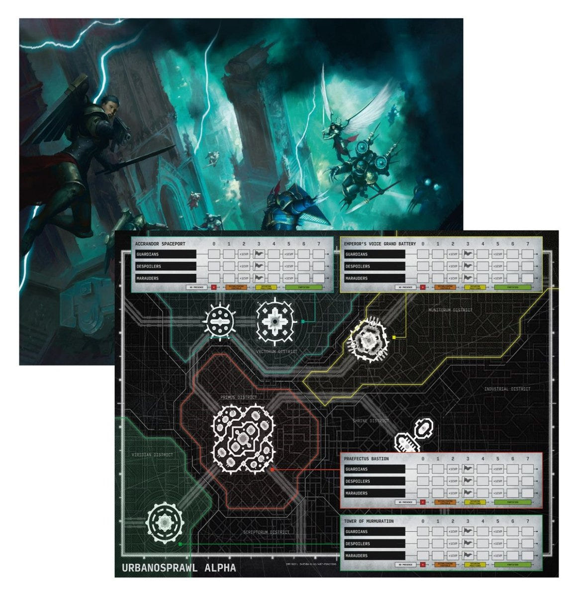Nachmund Gauntlet Crusade campaign-tracking poster with a star map, alongside cover artwork