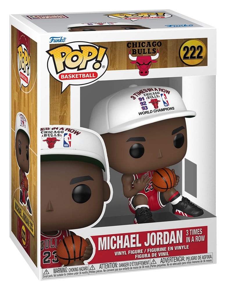 Michael Jordan 3 Times in a Row Funko POP! Basketball figure in its Bulls box, number 222