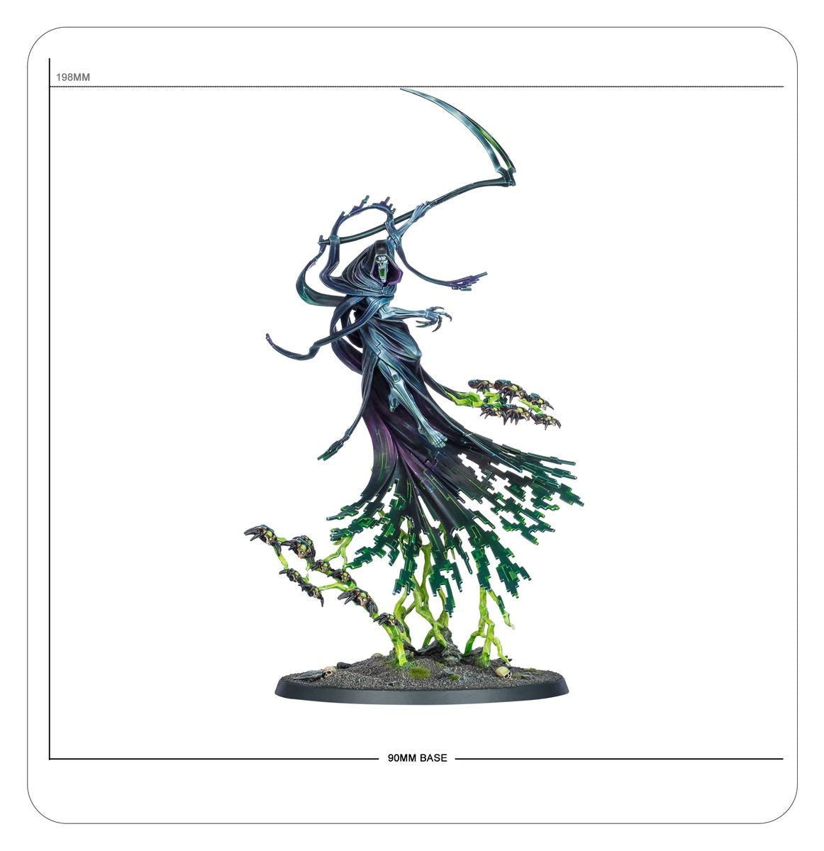 C'tan Shard of the Nightbringer shown against a height scale on its Citadel base