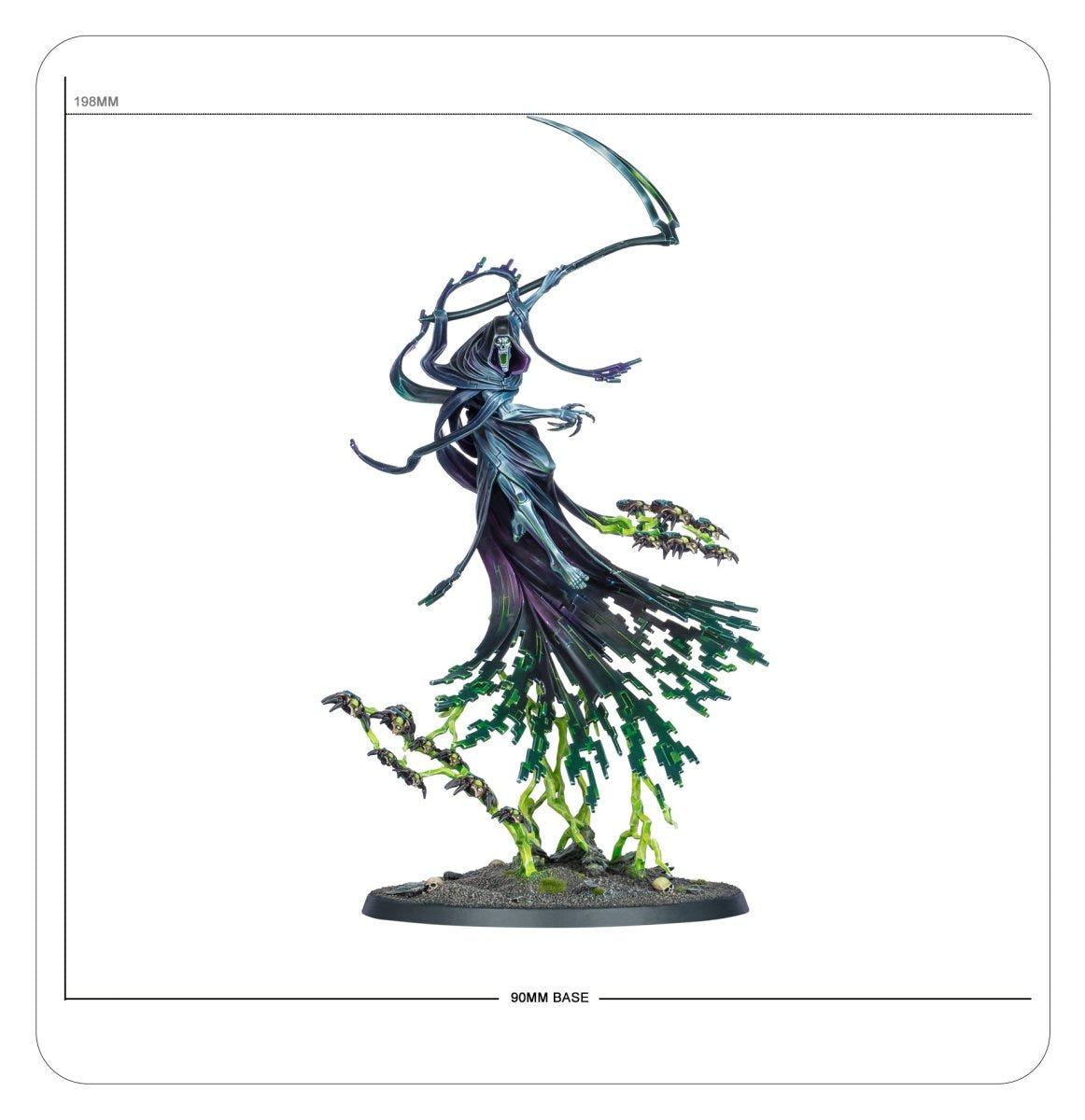 Scale guide for the Games Workshop C'tan Shard of the Nightbringer miniature with ruler marks