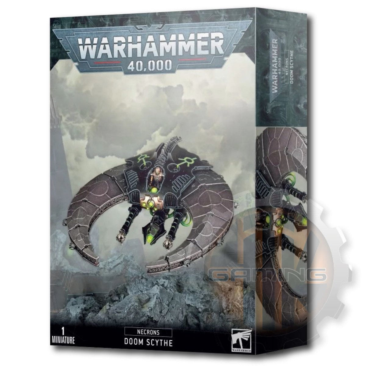Games Workshop Necrons Doom Scythe box front showing the crescent-winged flyer