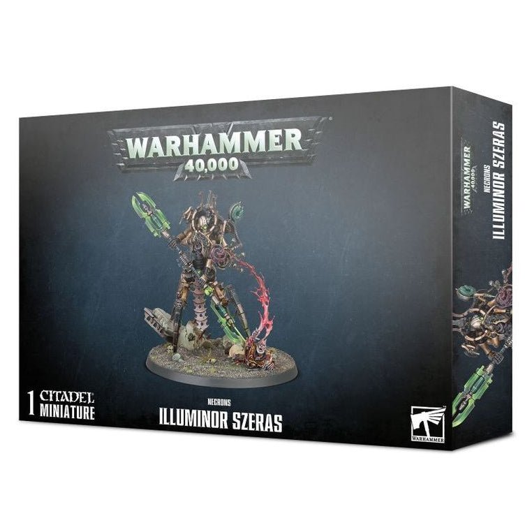 Warhammer 40,000 miniatures box with Illuminar Szeras on a white background