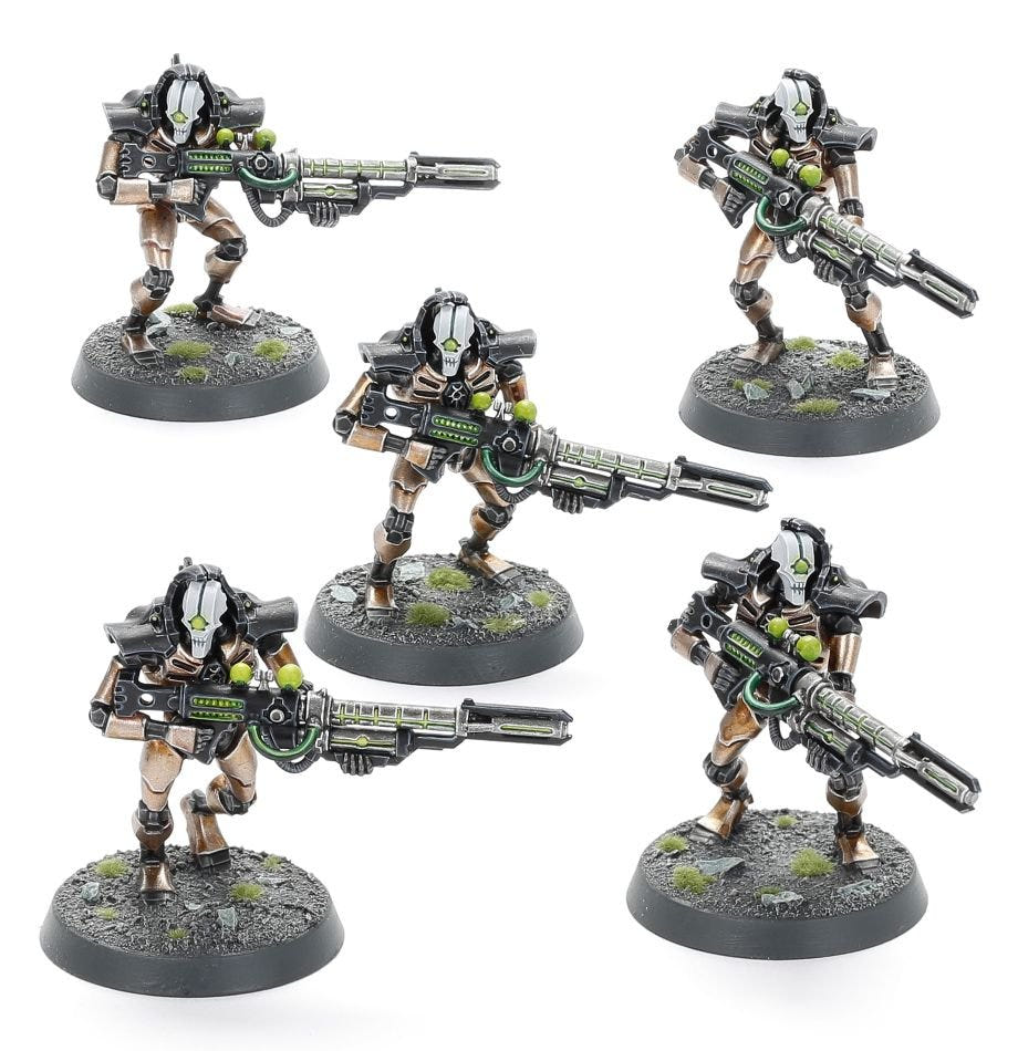 Painted Necron Deathmarks squad of five with long sniper rifles, Games Workshop
