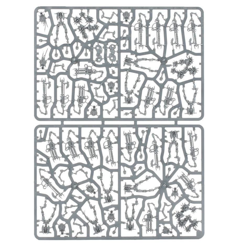 Necrons: Necron Warriors unpainted push-fit plastic sprues, both frames shown