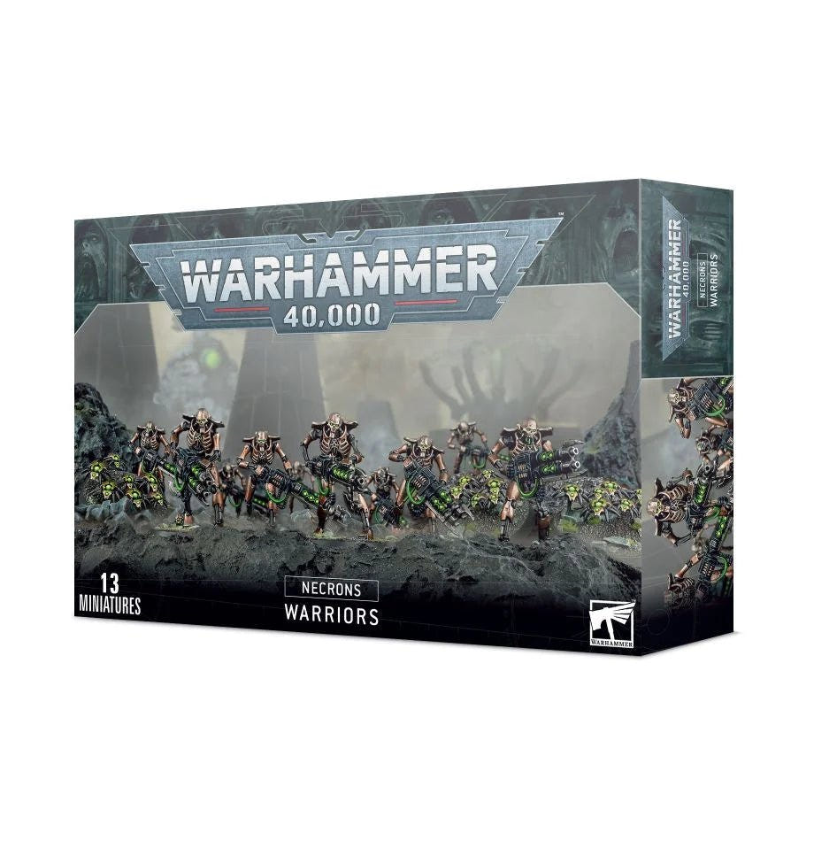 Games Workshop Necrons Warriors box front showing the painted squad