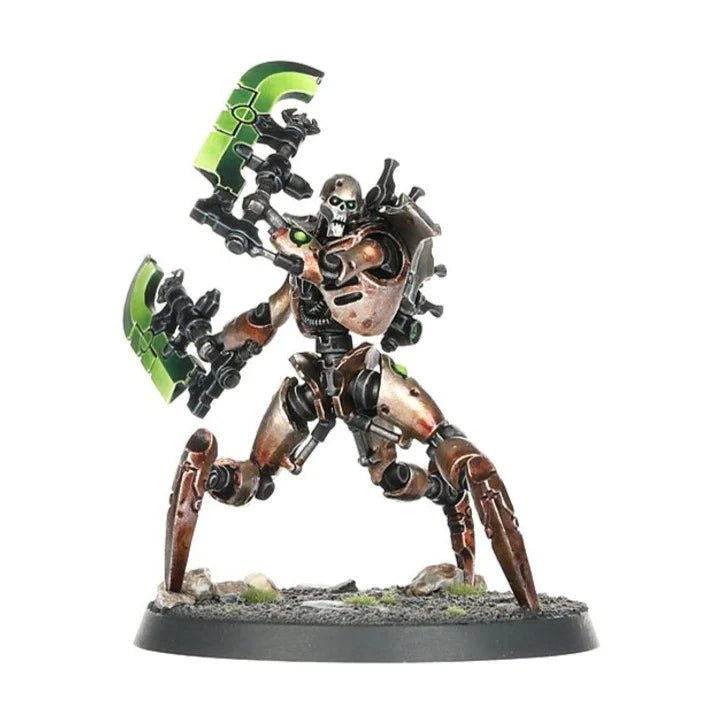 Painted Necron Skorpekh Lord with green blades on four legs, Necrons Combat Patrol