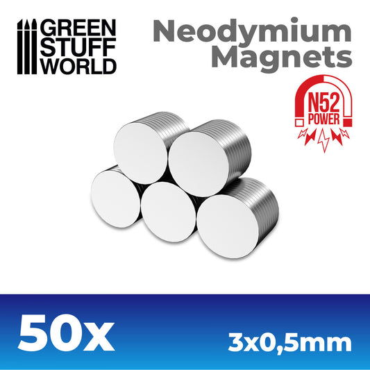 Green Stuff World - Neodymium Magnets 3x0'5mm - 50 units (N52) - Loaded Dice
