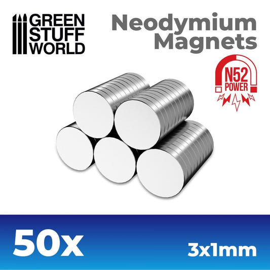 Neodymium Magnets 3x1mm - 50 units (N52) - Loaded Dice