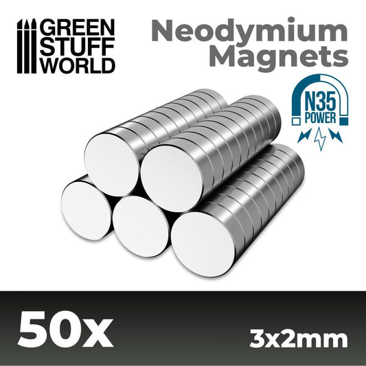Neodymium Magnets 3x2mm - 50 units  (N35) - Loaded Dice