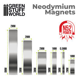 Green Stuff World - Neodymium Magnets 3x2mm - 50 units  (N52) - Loaded Dice