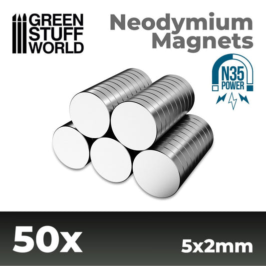 Neodymium Magnets 5x2mm - 50 units (N35) - Loaded Dice