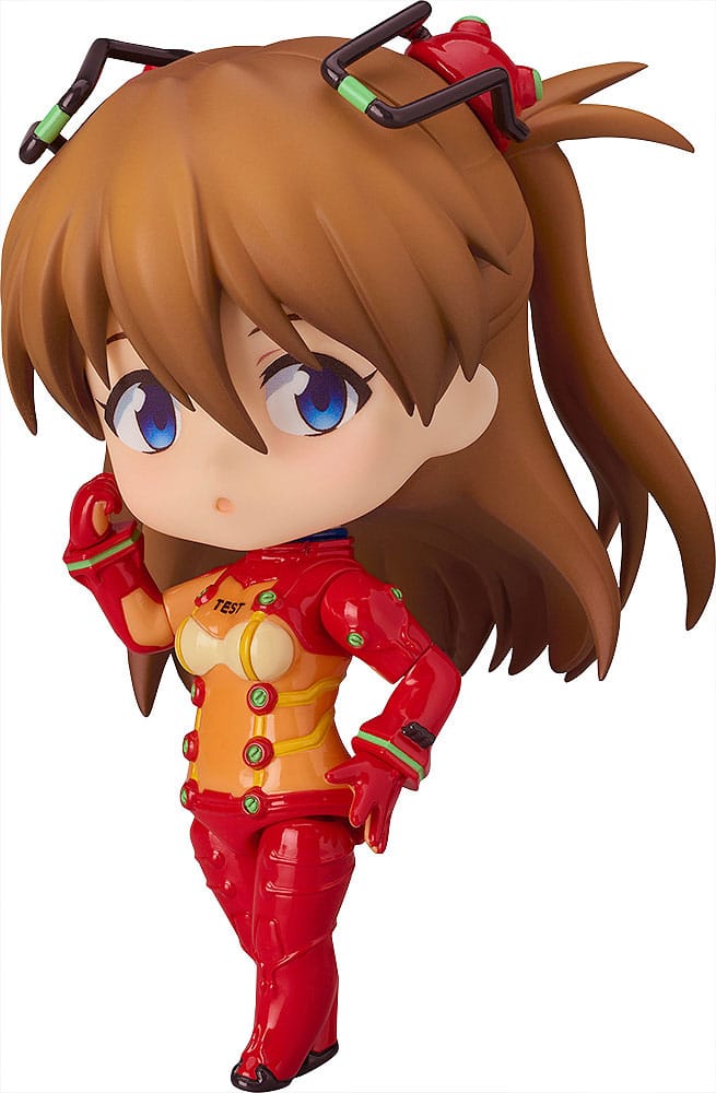 Good Smile Company Evangelion Asuka Shikinami Langley Nendoroid in red test suit, on white