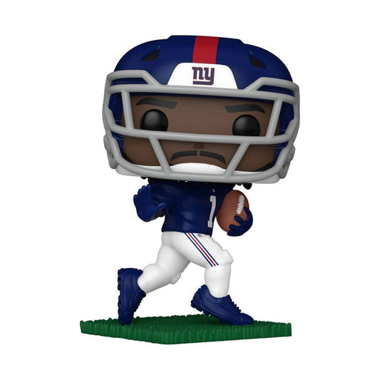 Funko POP! NFL Malik Nabers in New York Giants kit and helmet running with the ball