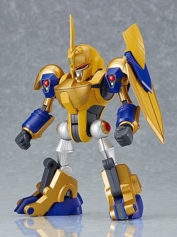 Moderoid King Squasher standing front view with shield on his back